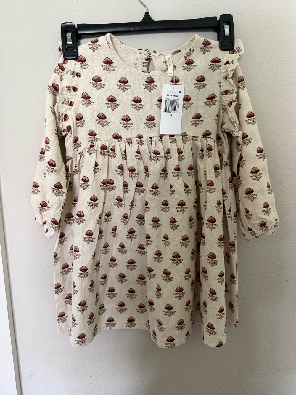Rylee + Cru Cream Dress with Rust Floral Print